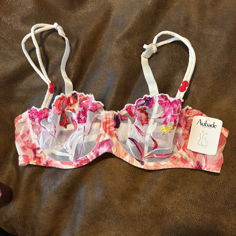Aubade Paris Jardin D’Iris demi-cup bra #B714 36C NWT